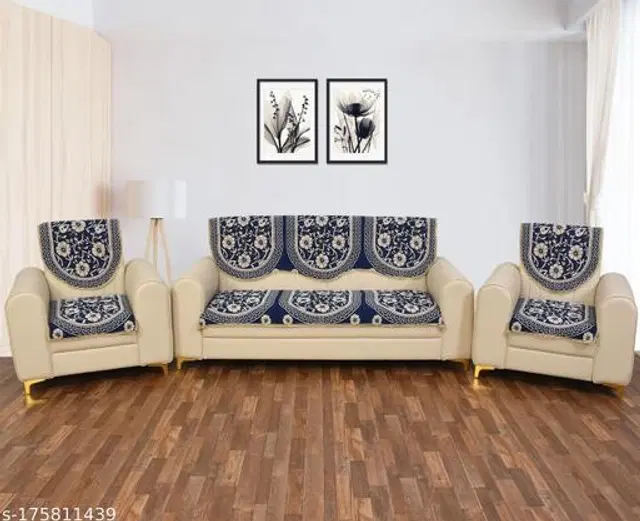 Polycotton 5 Seater Sofa Covers, Blue, Set of 1