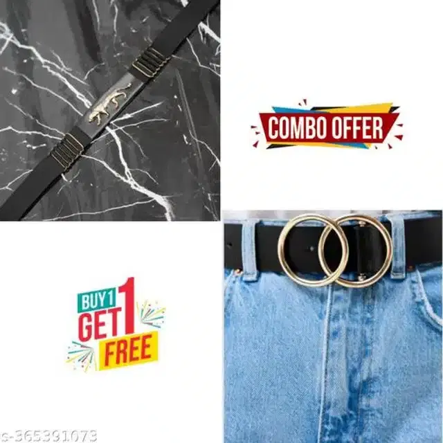 Fancy Belts for Women, Pack of 2 (Black)