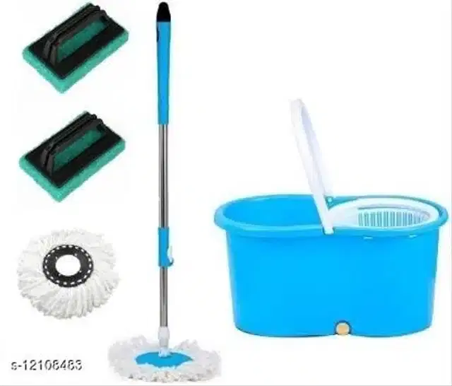 Spin Bucket Mop with 2 Floor Scrubber, Assorted, Set of 3