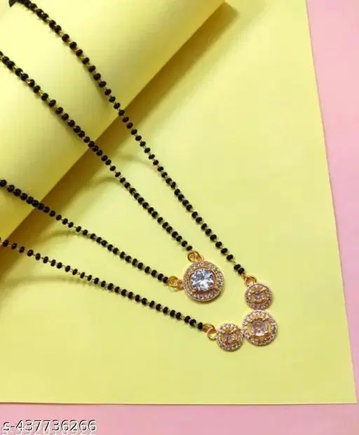 White Single Strand Mangalsutra for Women, Pack of 2 (Free Size)