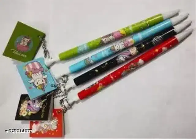 Button Lead Mechanical Pencils with Memo Pad, Multicolor, Pack of 4
