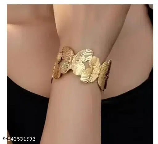 Samridhi Butterfly style korean cuff Anti Tarnish Golden Cuff