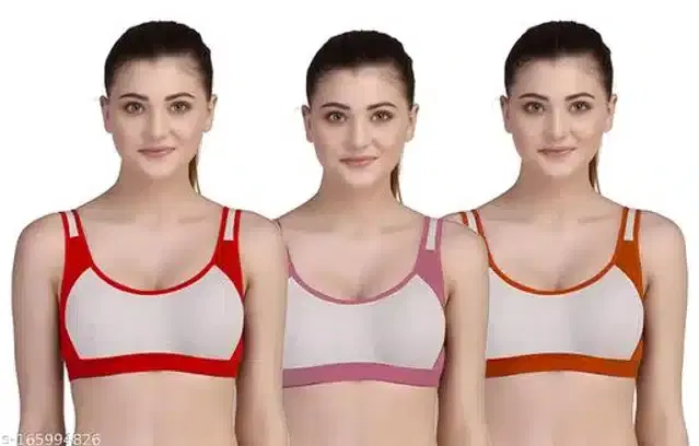 Hosiery Padded Bra for Women, Pack of 3 (Multicolor, XXL)