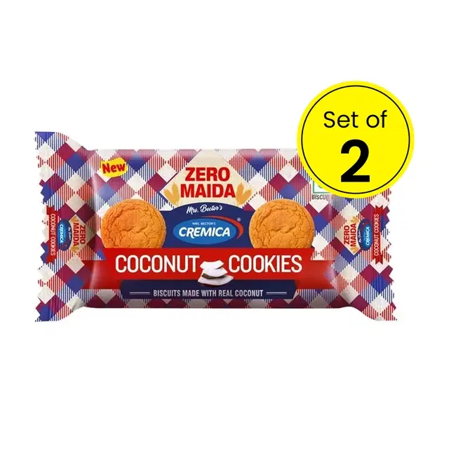 Cremica Zero Maida Coconut Cookies 2X100 g (Pack of 2)