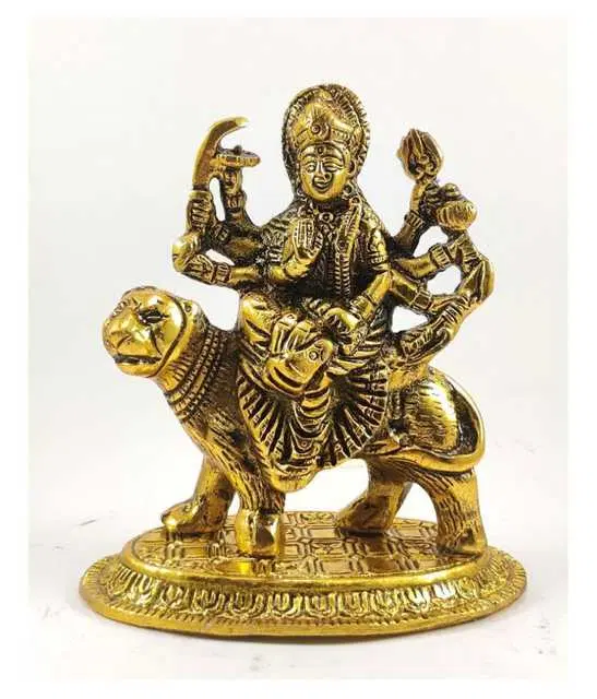 Goddess Durga Aluminium Idol, Gold, MS-12