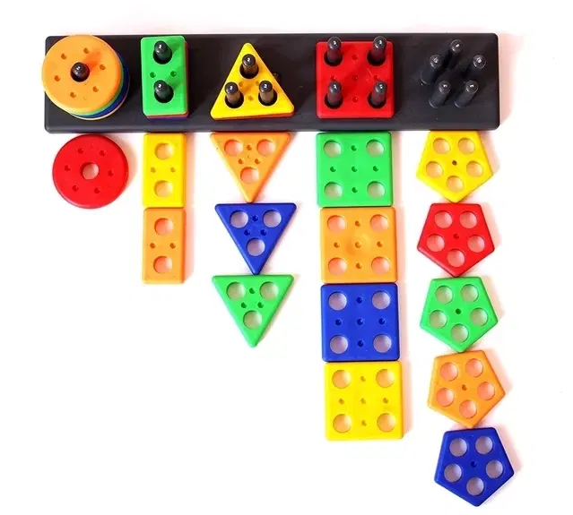 Geometric Board - Stacking Block Game for Kids,Shape & Color Recognition [25Pcs]
