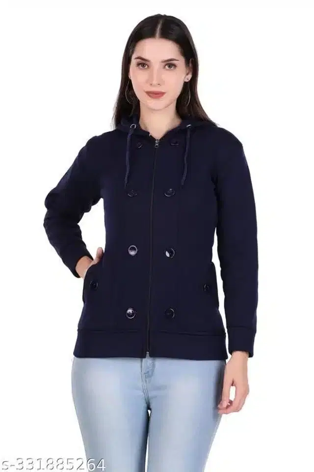 Polyester Sweater for Women (Navy Blue, S)