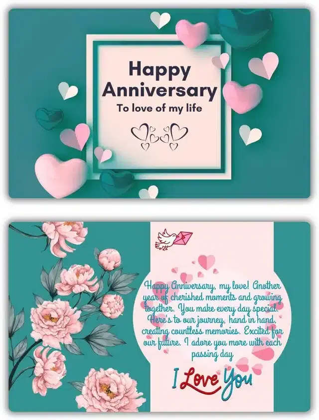 Happy Anniversary Greeting Card, Multicolor, Pack of 1