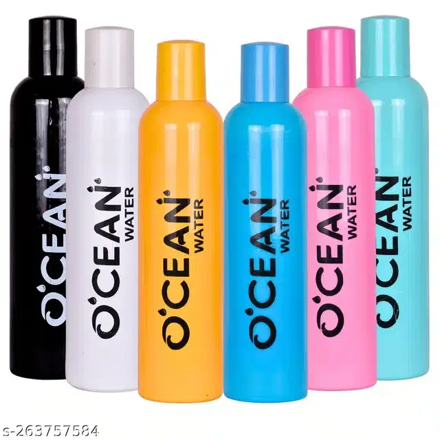 Plastic Water Bottles Set, Pack of 6, Multicolor, 1000 ml
