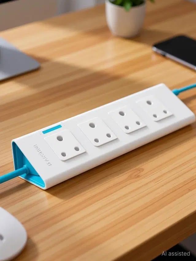Anchor Spike Guard 22061 With Four Switch With 1.5 Meter Wire 4 Socket Extension Boards (White, 1.5 M)
