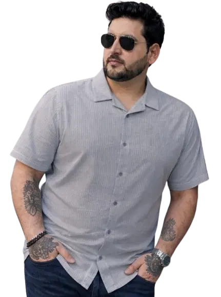 Cotton Blend Solid Shirt for Men, Grey (3XL)