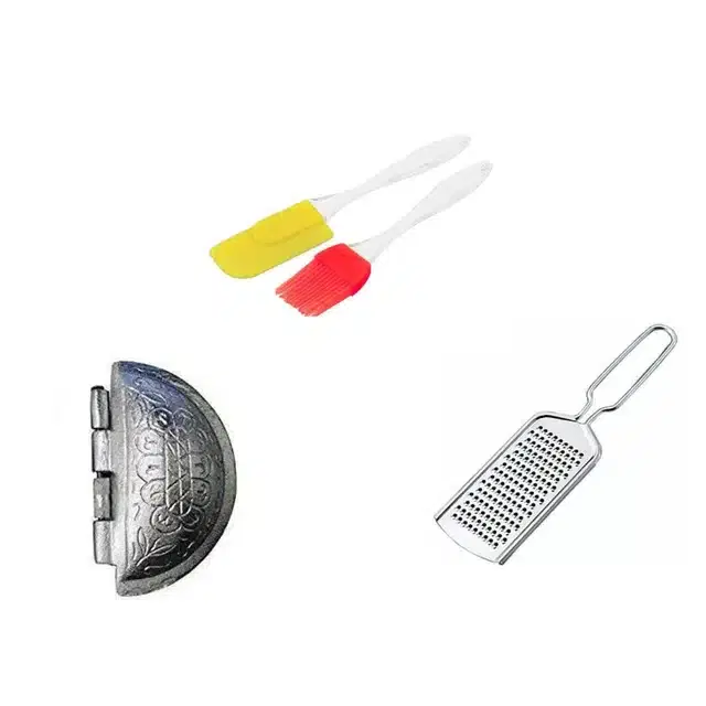 Stainless Steel Cheese Grater, Gujiya Maker & Oil Brush Set, Combo of 3