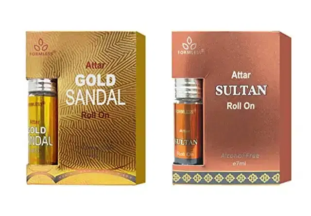 Formless Goldsandal & Sultan Roll On Attar, 7 ml, Pack of 2