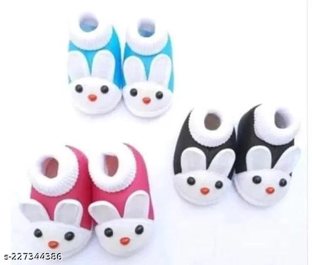 Booties for Infants, Pack of 3 (Multicolor, 0-3 Months)