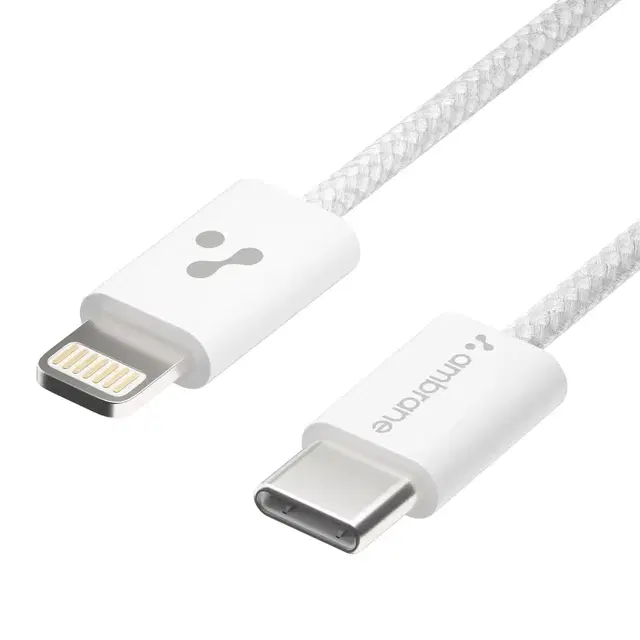 Ambrane Type-C To Lightning Cable, 22.5w Fast Charging Cable Compatible With iPhone 14, 13, 12,11, X, 8, 7, 6, 5, Pro,Max, iPad, Macbook, iMac, AirPods, Supports CarPlay, 1.2m (abtl-q12, White)