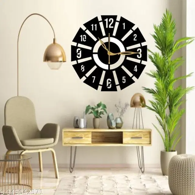 Wooden Wall Clock for Home, Black