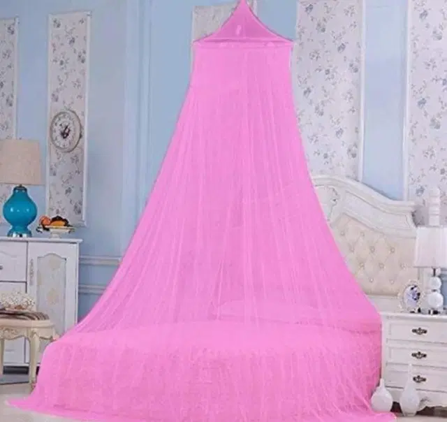 Polyester Round Mosquito Net, Baby Pink, 7x7 Feet