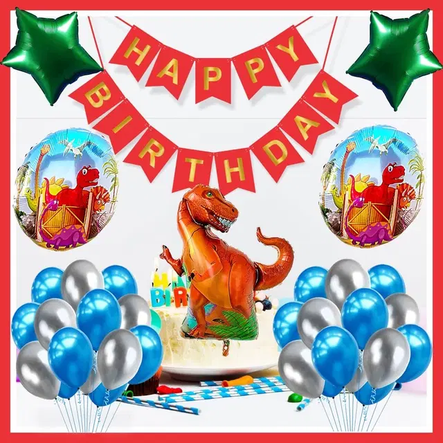 Jurrasic Park Theme Birthday Decoration,Red,Set Of 1