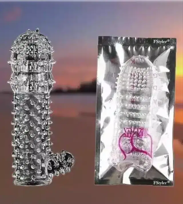 Silicone Reusable Extra Dotted Condom, Transparent