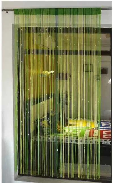 WI Heart String Single Piece Curtain, 4.5 ft X 6.5 ft, Green