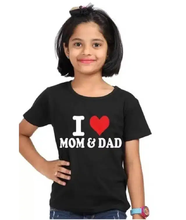Half Sleeves T-Shirt for Girls (Black, 3- 4 Years)