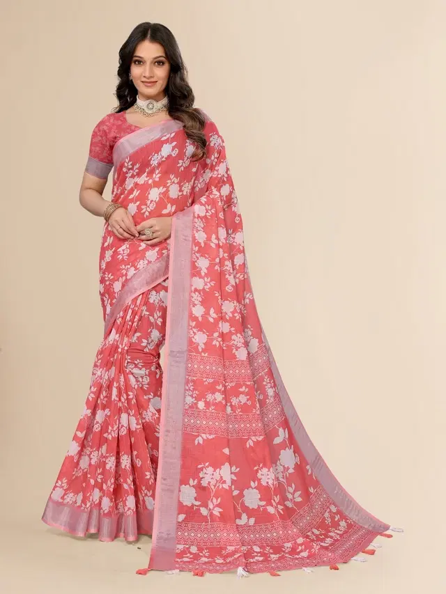 Silk Woven Design Saree for Women, Orange (6.3 m)