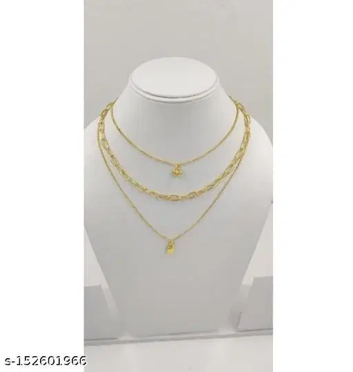 Trendy Minimal Triple Layer Necklace for Womens And Girls