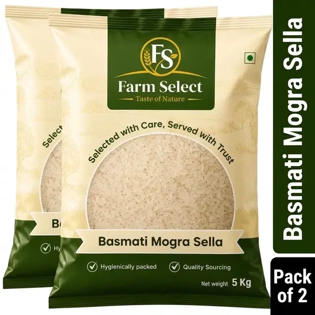 Farm Select Basmati Mogra Sella 2X5 Kg. 3.9mm - Pack of 2