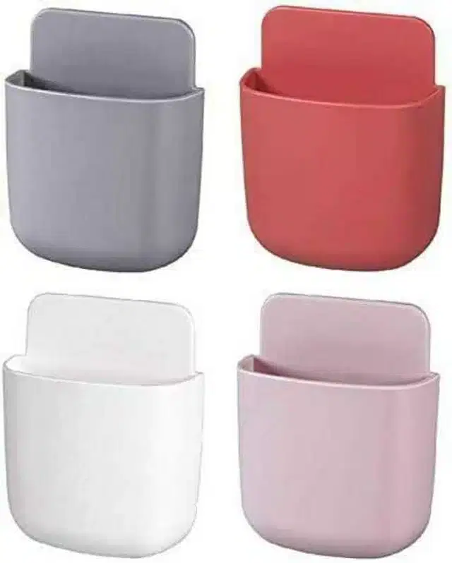 Wall Mounted Storage Case For Remote Toothbrush Mobile Phone Plug Holder, Pack Of 4, RA-036