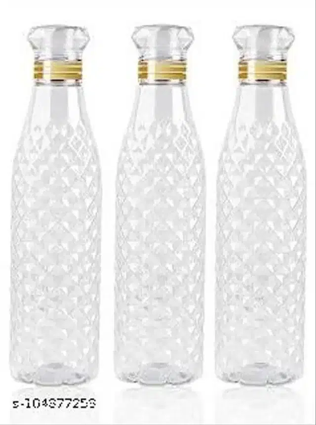 Plastic Water Bottles, Transparent, 1000 ml, Pack of 3