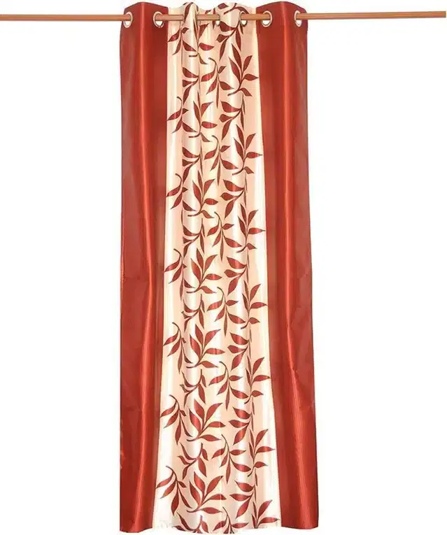 Polyester Printed Door & Window Curtains, Marron, 5 feet
