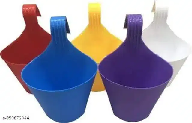 Plastic Hanging Planters, Multicolor, Pack of 5