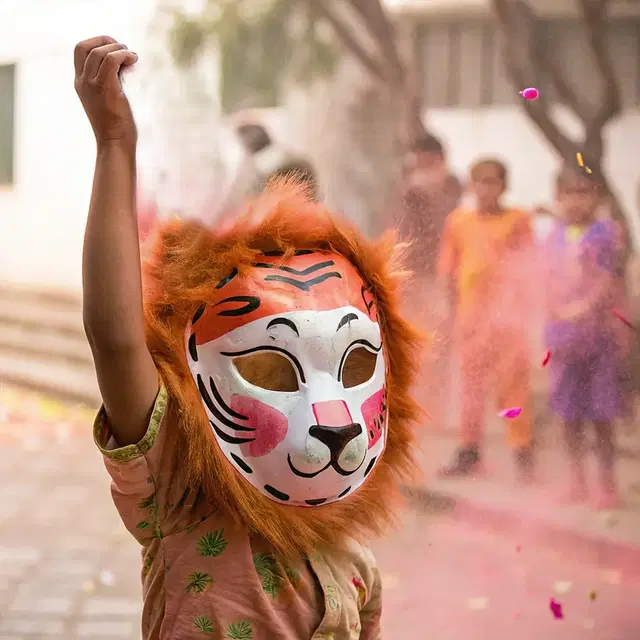 MB HOLI ANIMAL FACE MASK LION 1pc PP, Pack of 1