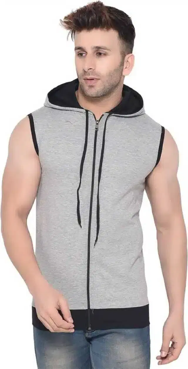Sleeveless Sweatshirt for Men (Grey, S)
