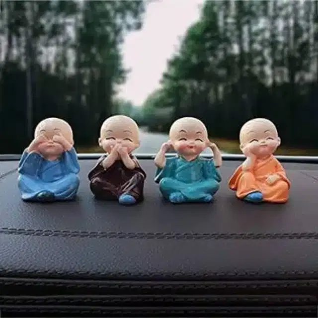 Baby Monk Showpiece for Home Decor, Pack of 4, Multicolor, 5 m