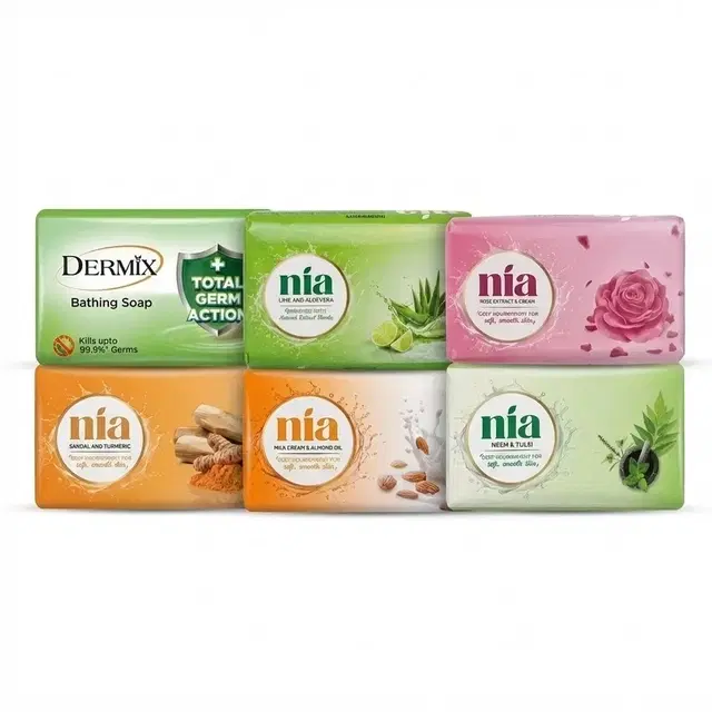 Nia Assorted 5X100 g + Dermix Germ Protection Bathing Soap 100 g