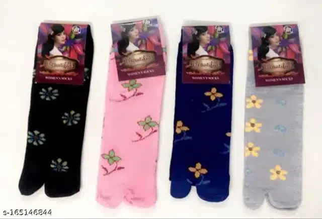 Cotton Blend Socks for Women, Set of 4 (Multicolor)