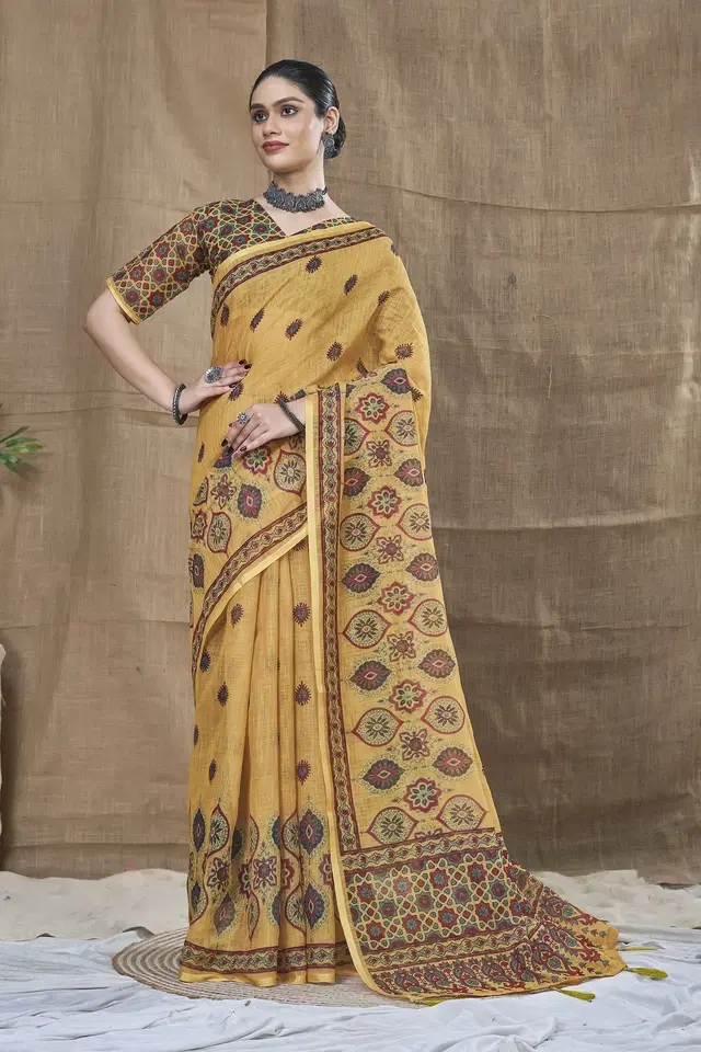 Silk Woven Design Saree for Women, Mustard (6.3 m)