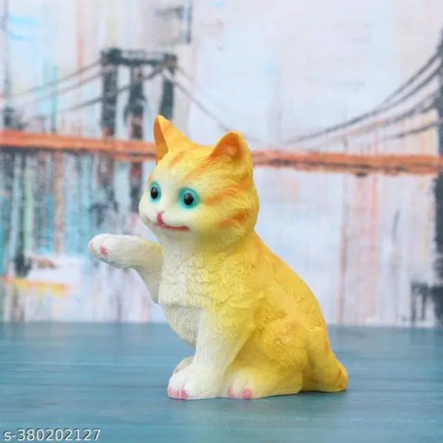 Resin Little Cat Showpiece, Yellow
