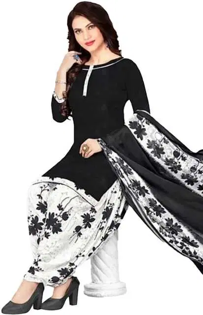 Yashika Unstitched Crepe Salwar Suit Material (Black) (Y-350)