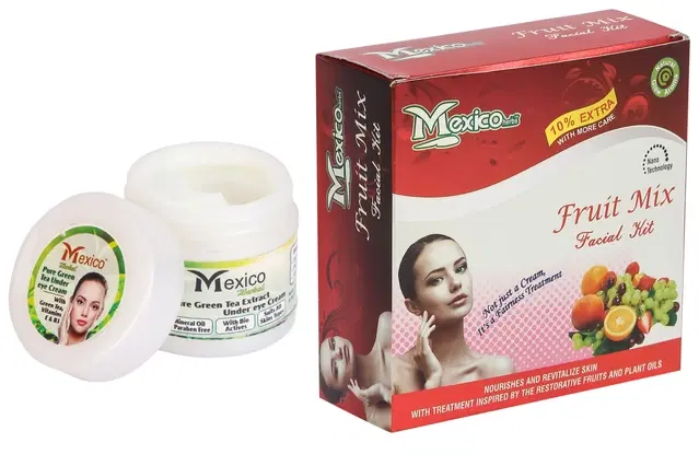 Maxico Herbs Fruit Mix Facial Kit with Green Tea Under Eye Cream, Pack of 2