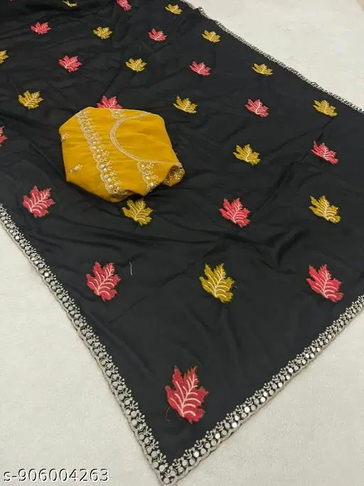 Embroidered Ethnic Motif Crush Sewing & Embroidery (Black, Free Size)