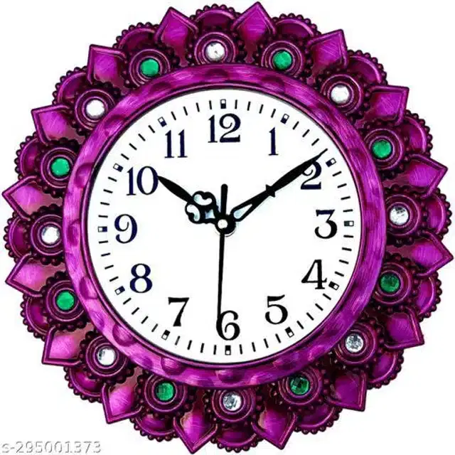 Plastic Analog Wall Clock, Purple & White