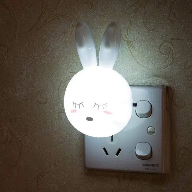 Immutable Rabbit LED Night Lamp Plug in Lamp Wall Socket Night Light Home Decoration,  White Night Lamp, White