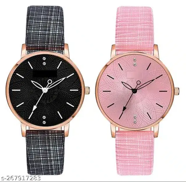 Analog Watch for Women, Pack of 2 (Multicolor)