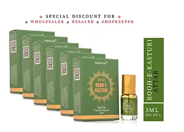 Formless Rooh-E-Kasturi Roll On Attar, Pack of 6, 3 ml