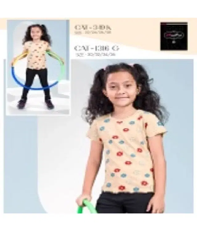 Cotton Printed Tops/Tunics for Girls, Beige (22)