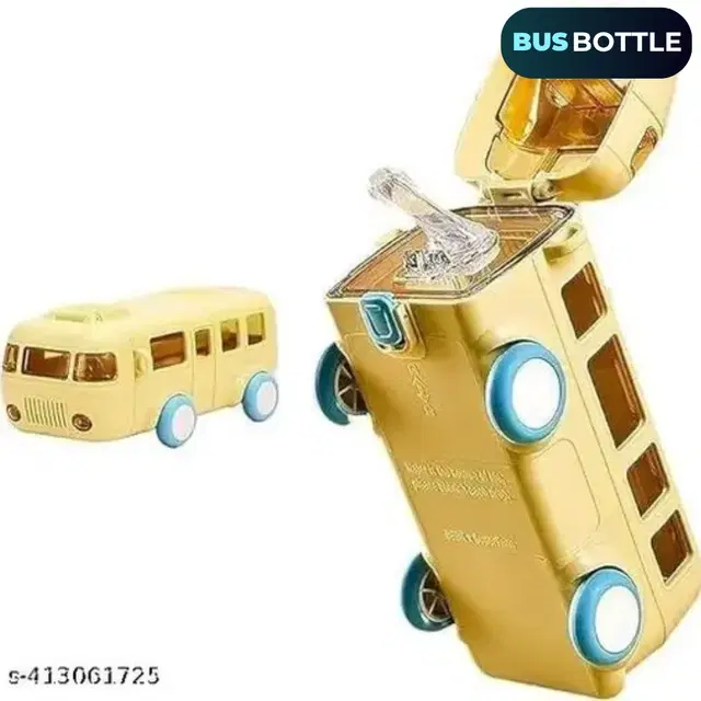 Plastic Bus Shape Sipper Bottle for Kids, Multicolor (1000 ml)