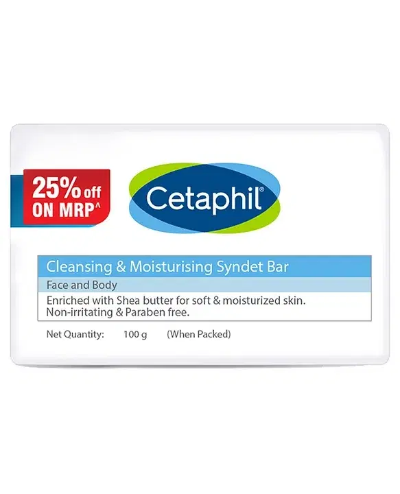 Cetaphil Cleansing Moisturizing Syndet Bar for Face & Body 100 g