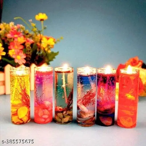 Amaze Weal Smokeless Decorated Candles, Multicolor, Pack of 12